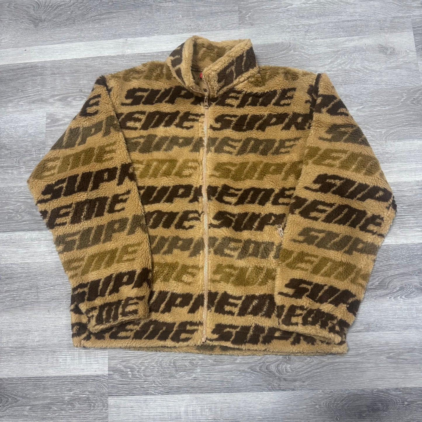 Supreme Repeat Jacquard Fleece Jacket (Brown)