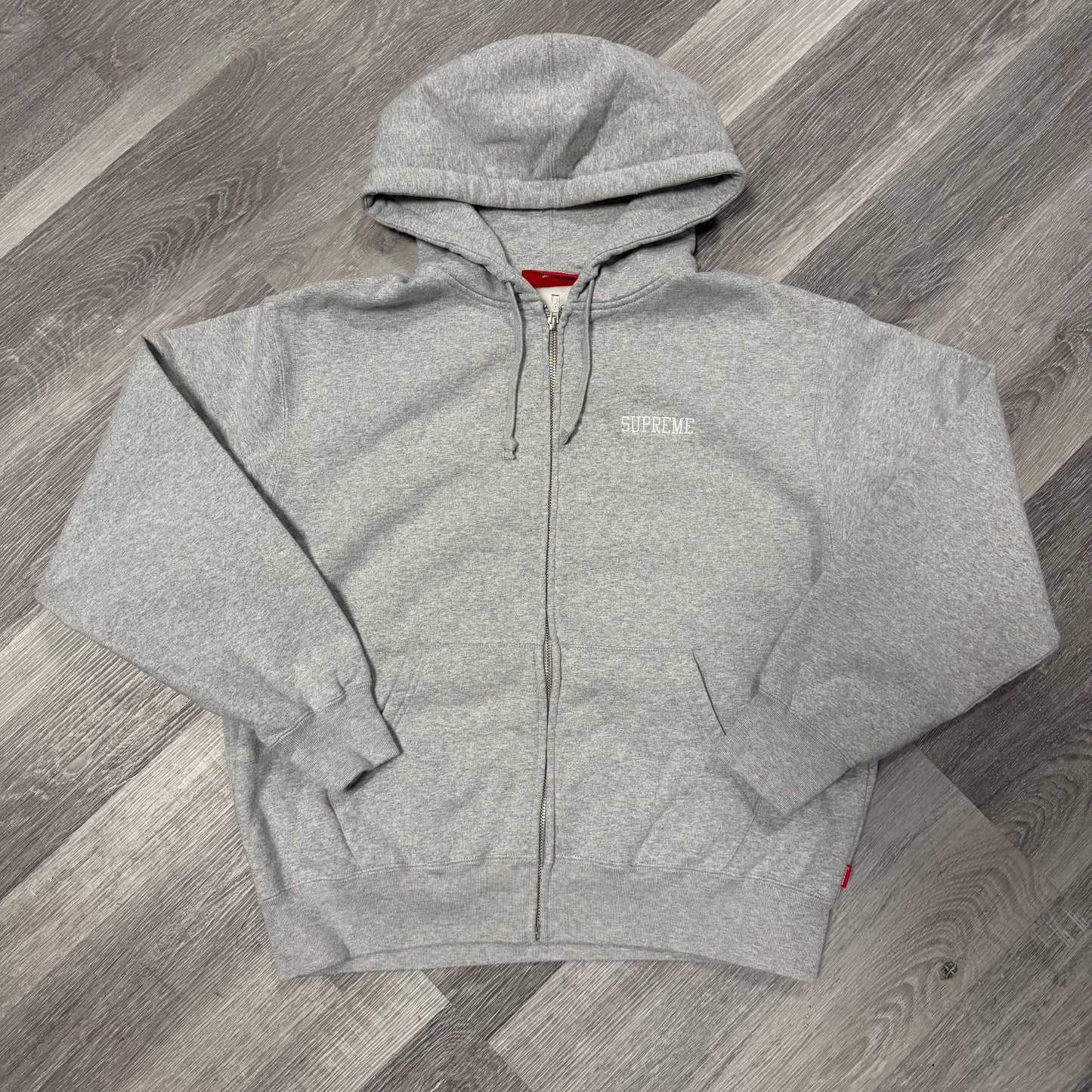 Supreme Blessed Appliqué Zip Up Hoodie (Grey)