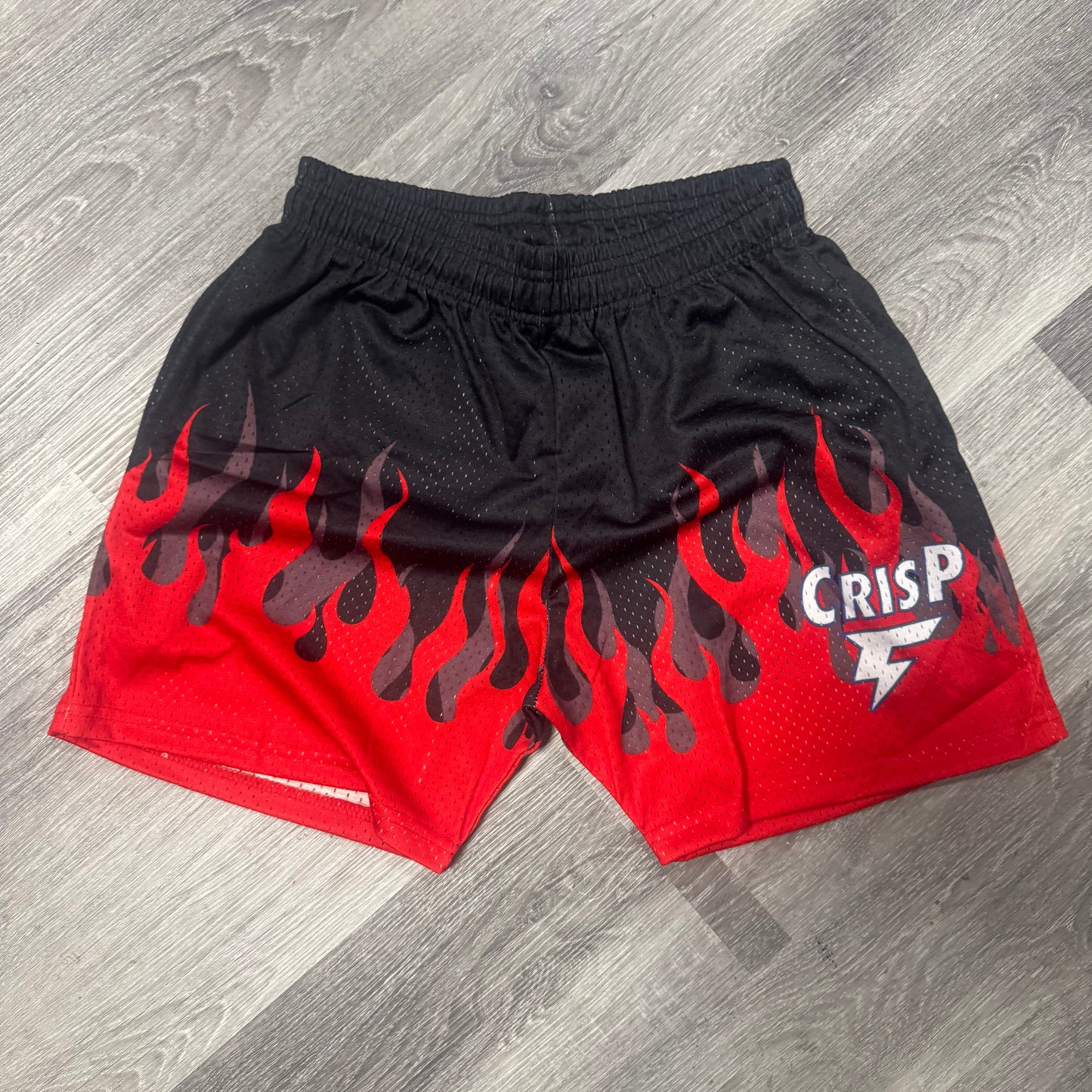 Crispy NYC Red Flame Mesh Shorts