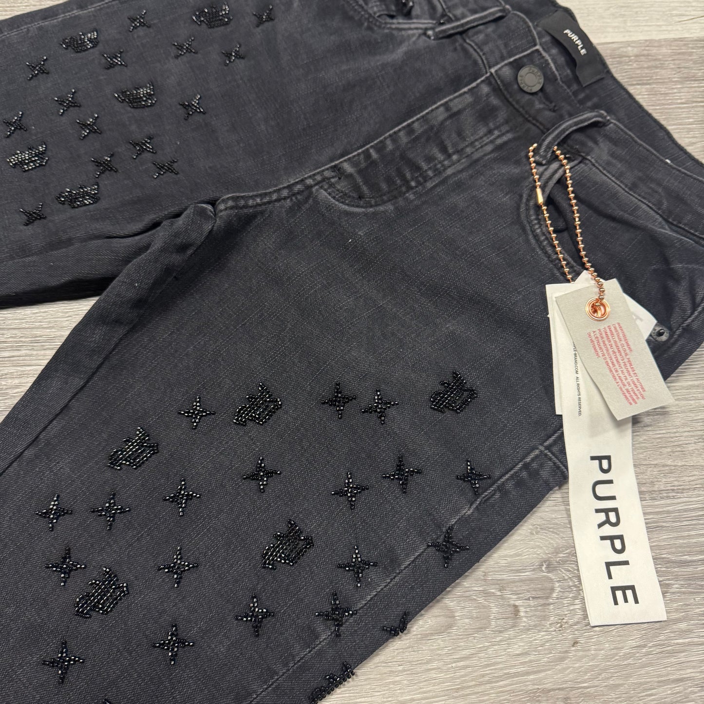 Purple Brand Black-Tone Star Embroidery