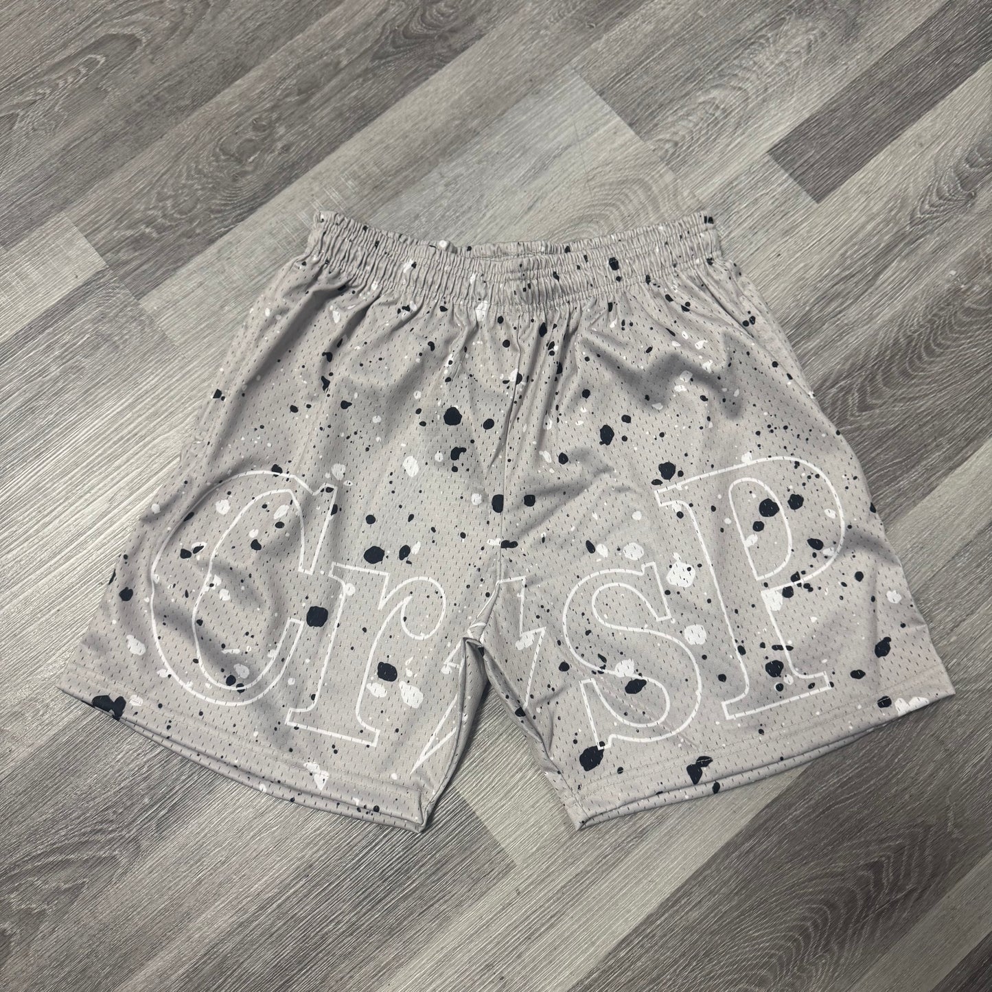 Crispy NYC Grey Cement Mesh Shorts