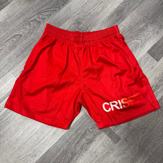 Crispy NYC Blurred Logo Mesh Shorts (Red)