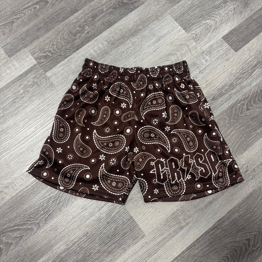 Crispy NYC Brown Bandana Mesh Shorts