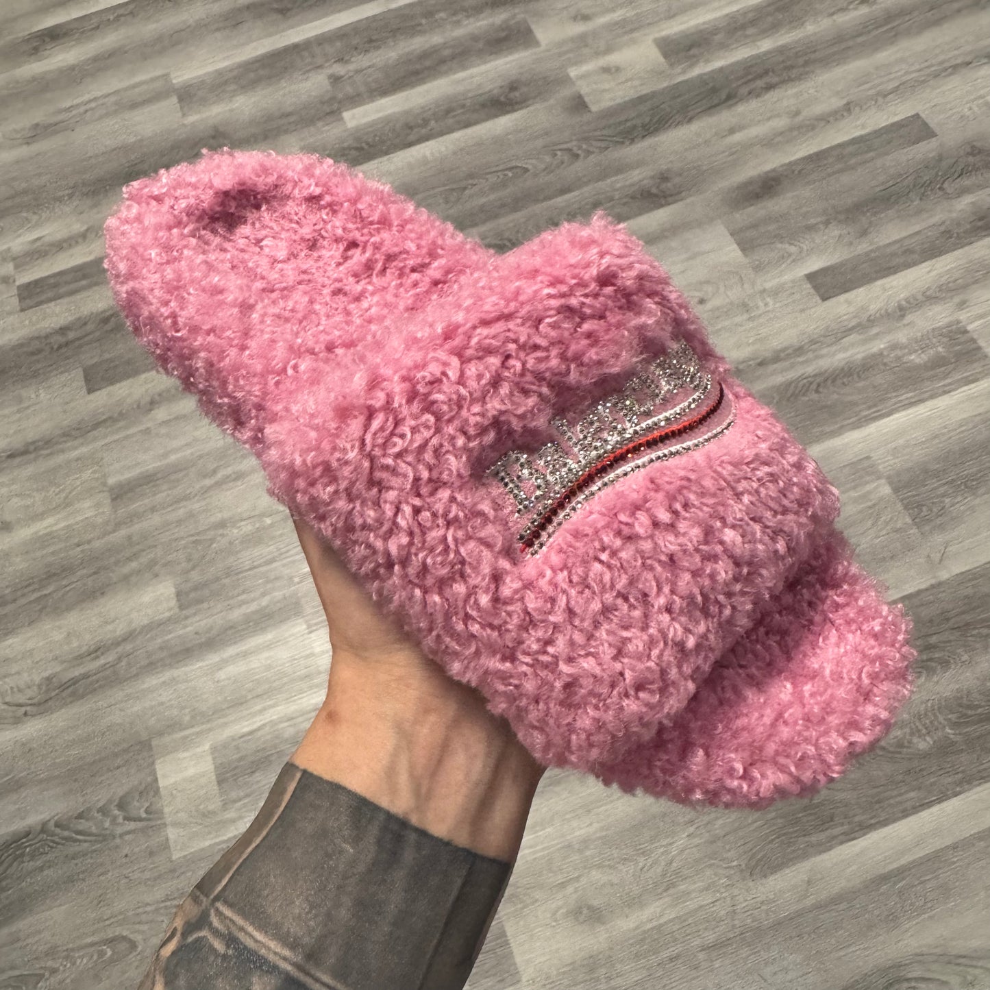 Balenciaga Pink Furry Slides / Brand New