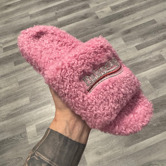 Balenciaga Pink Furry Slides / Brand New