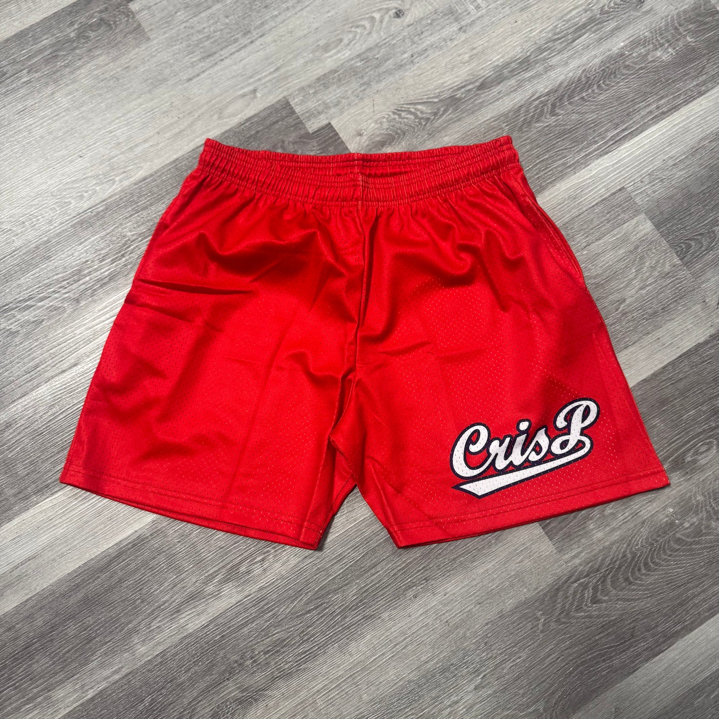 Crispy NYC Cursive Mesh Shorts (Red)
