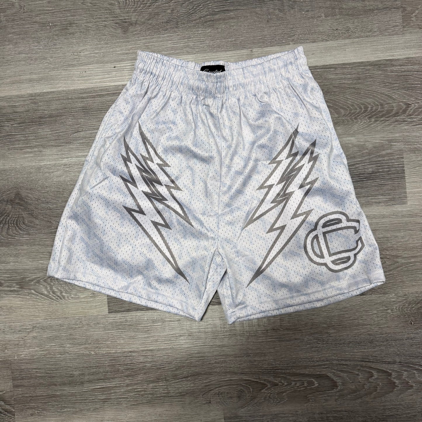 Corrupted Creative White Lightning Mesh Shorts