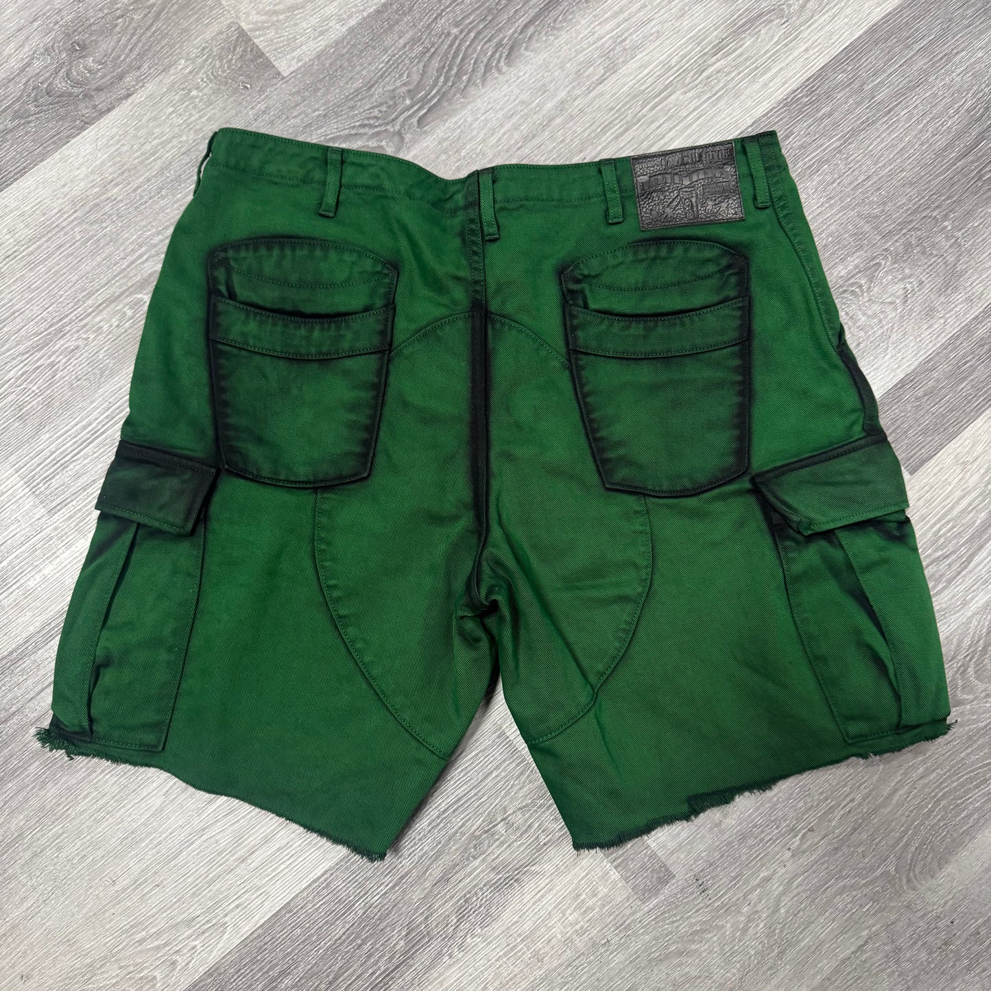 Thats a Awful Lot of Cough Syrup Double Cup Cargo Denim Shorts (Green)