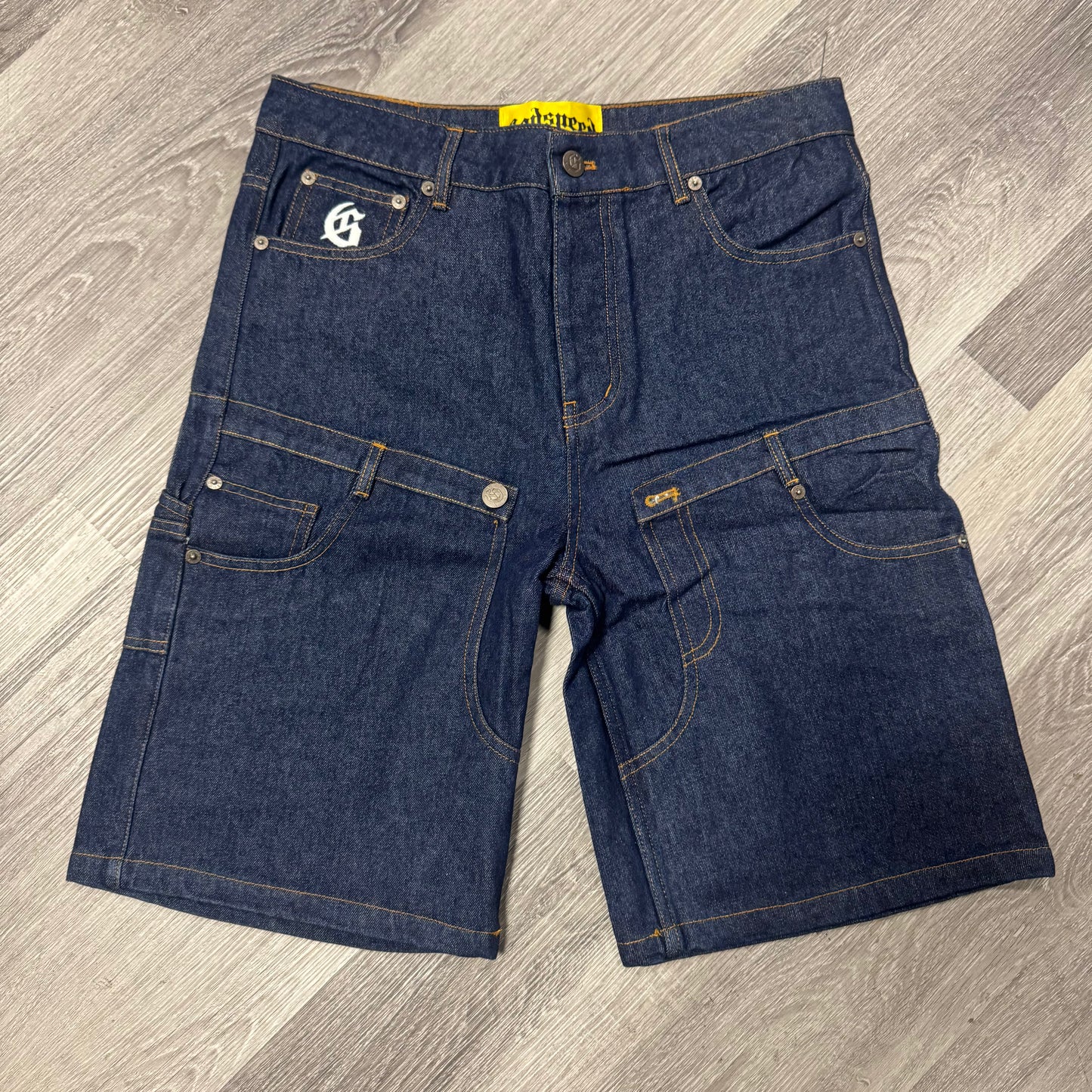 Godspeed Twin Panel Denim Shorts (Raw Blue)