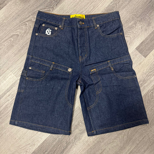 Godspeed Twin Panel Denim Shorts (Raw Blue)