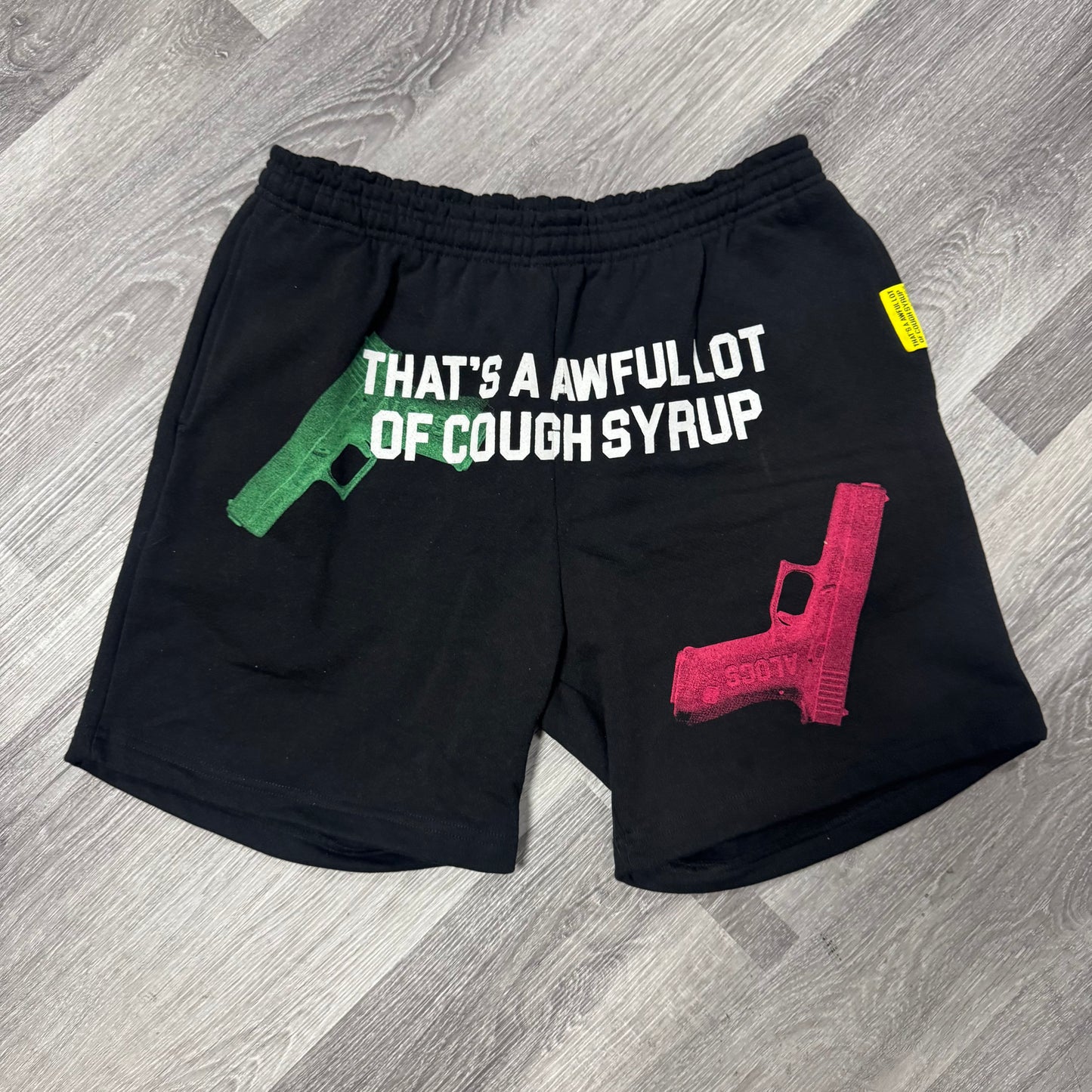 Thats a Awful Lot Of Cough Syrup Glock Sweat Shorts (Green/Red)