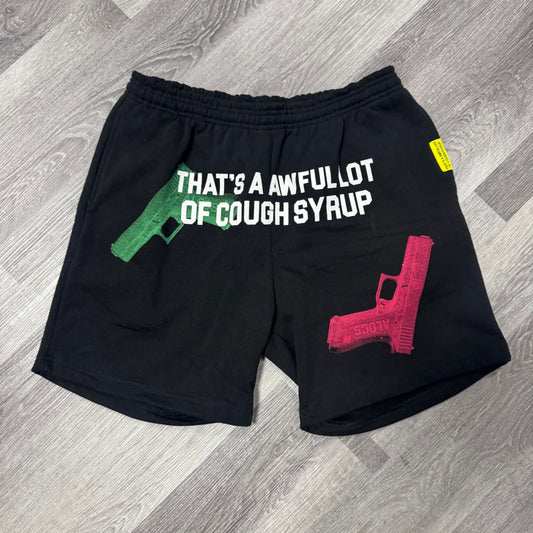 Thats a Awful Lot Of Cough Syrup Glock Sweat Shorts (Green/Red)