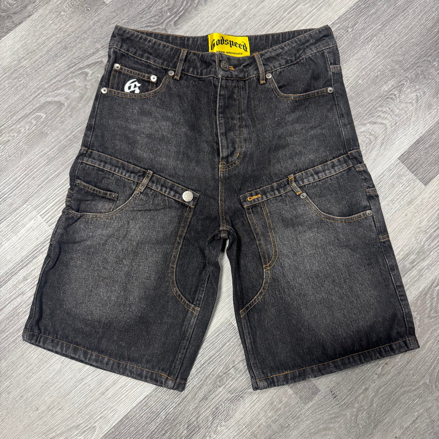 Godspeed Twin Panel Denim Shorts (Black)