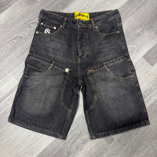 Godspeed Twin Panel Denim Shorts (Black)