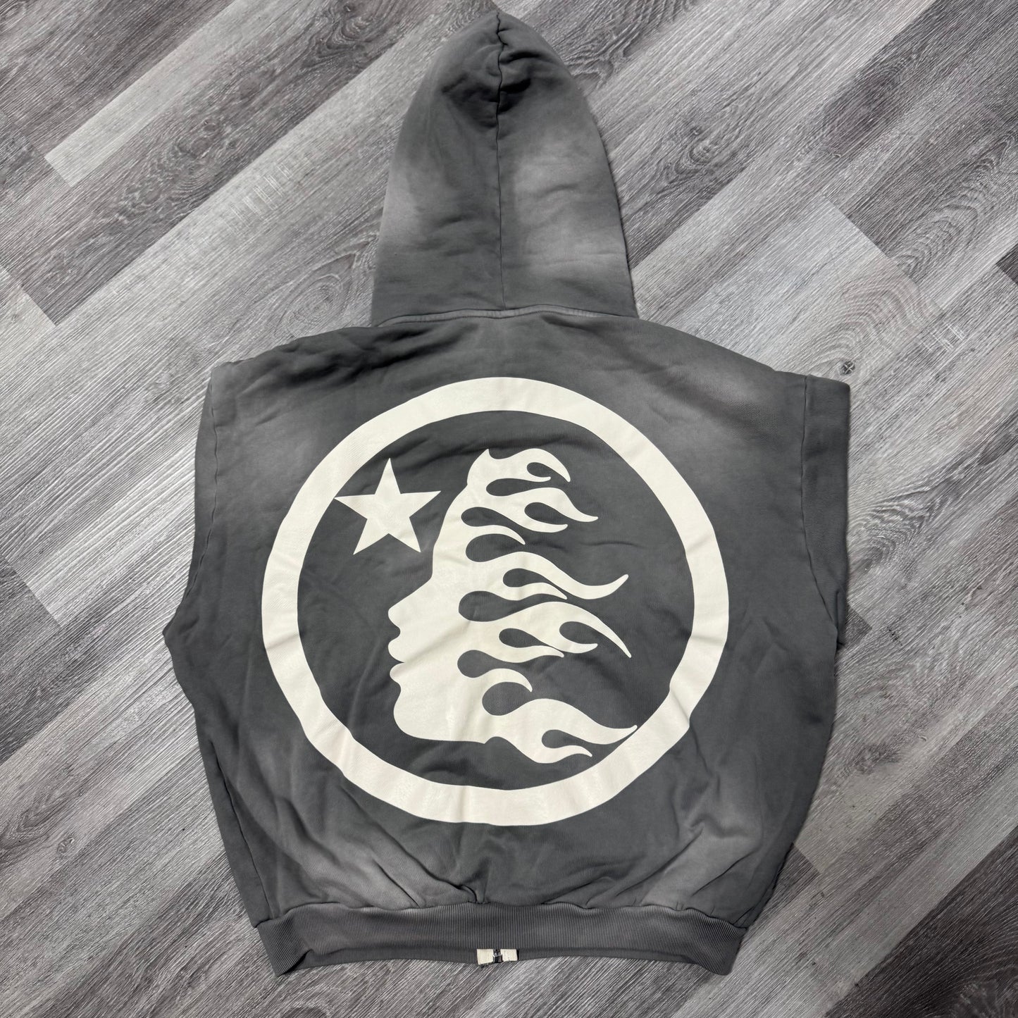 Hellstar Washed Grey Zip Up Hoodie