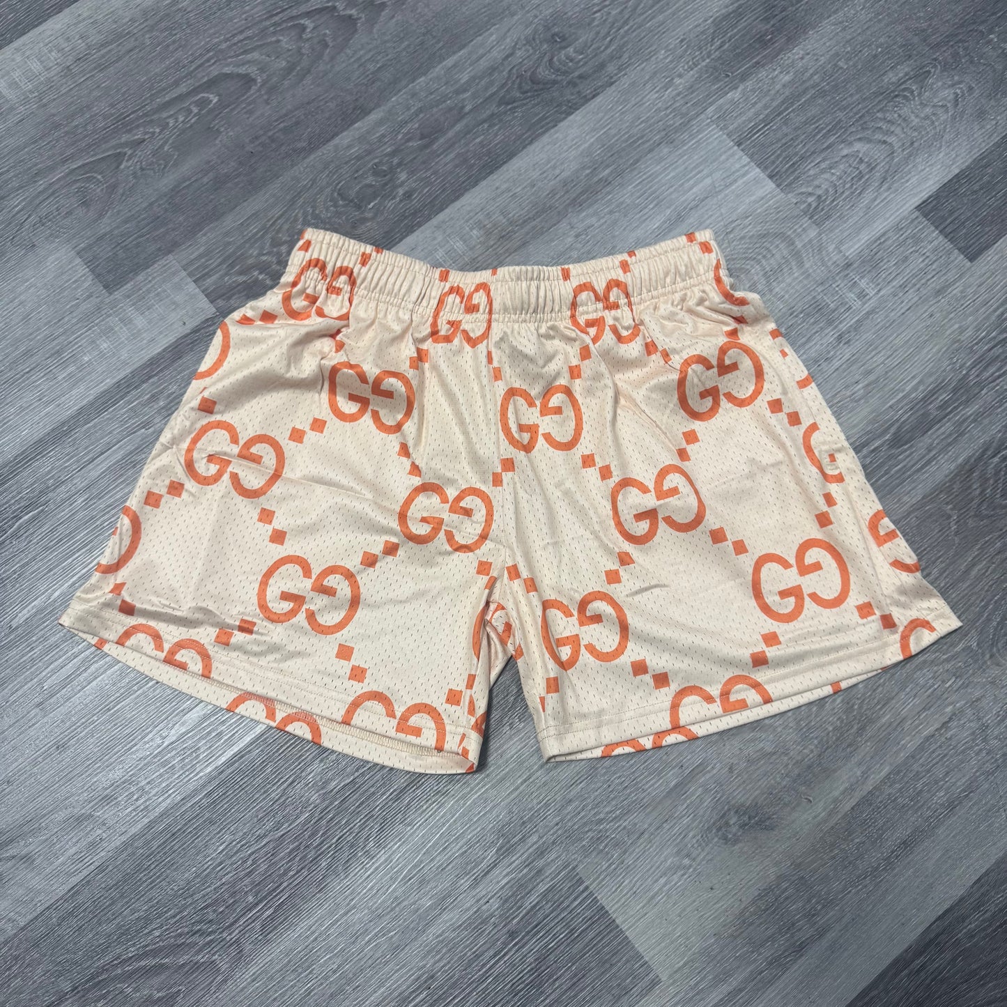 Summer Mesh Shorts (Cream/Orange Double G)