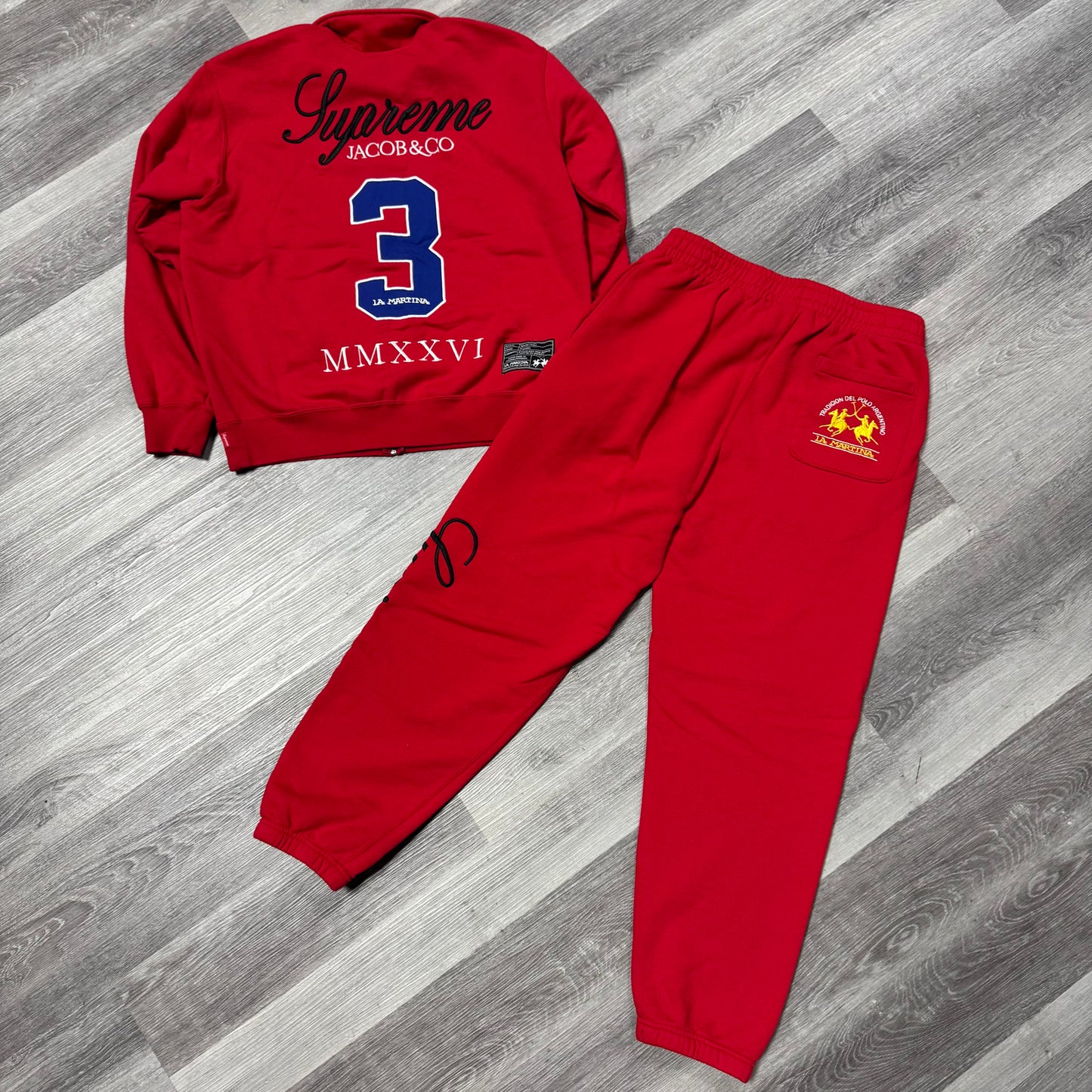 Supreme X La Martina X Jacob & Co Zip Up Sweatsuit (Red)