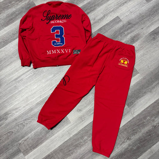 Supreme X La Martina X Jacob & Co Zip Up Sweatsuit (Red)