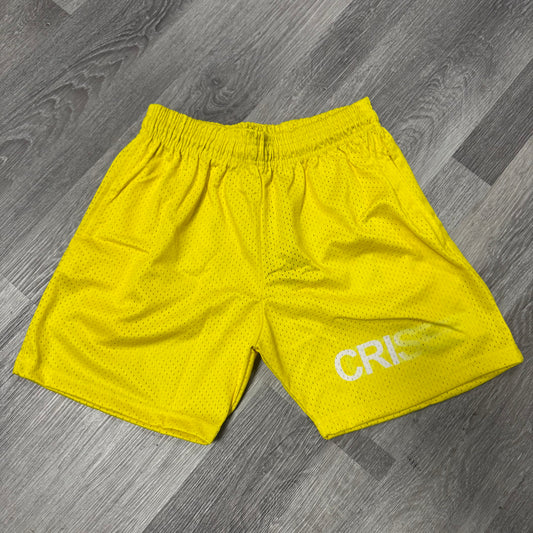 Crispy NYC Blurred Logo Mesh Shorts (Yellow)