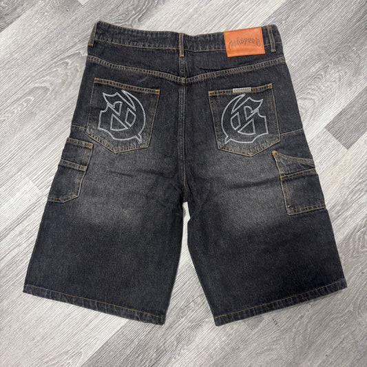 Godspeed Twin Panel Denim Shorts (Black)