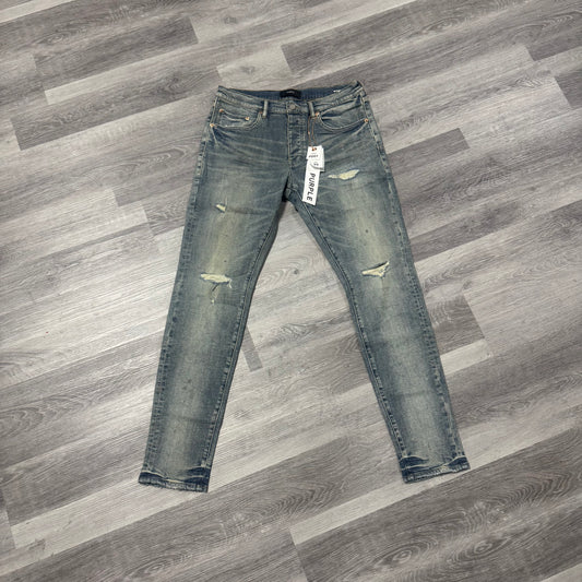 Purple Brand Indigo Slashed Paint Denim Jeans