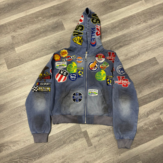 Valley Passport Denim Zip Up Hoodie