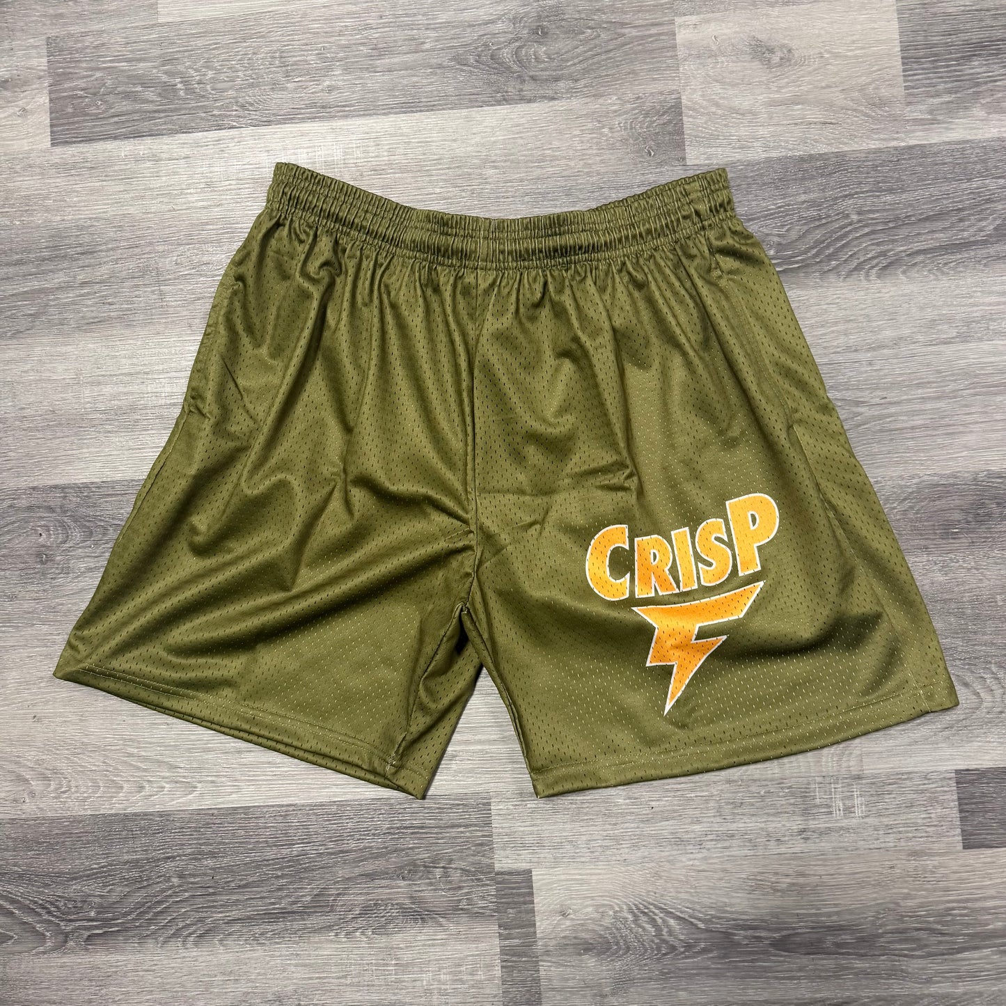 Crispy NYC Olive/Orange Mesh Shorts
