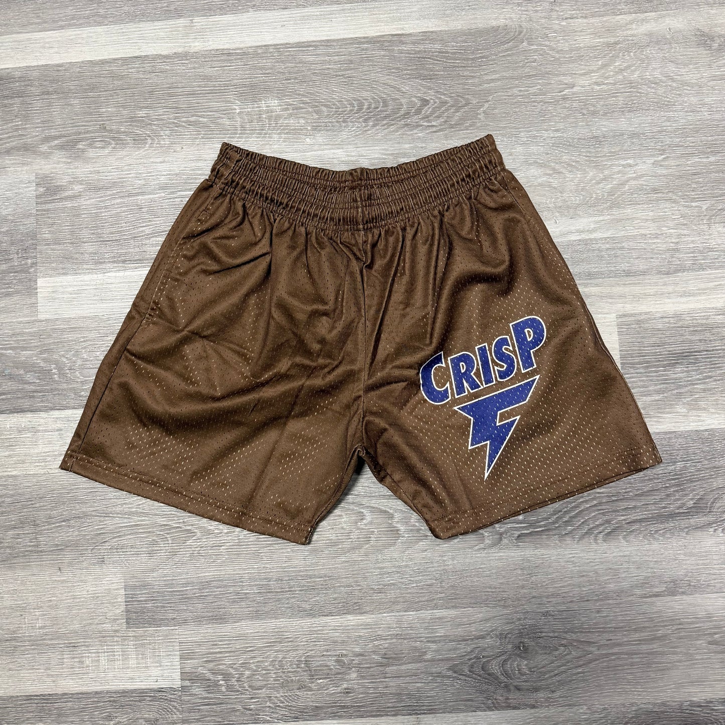 Crispy NYC Brown/Navy Logo Mesh Shorts