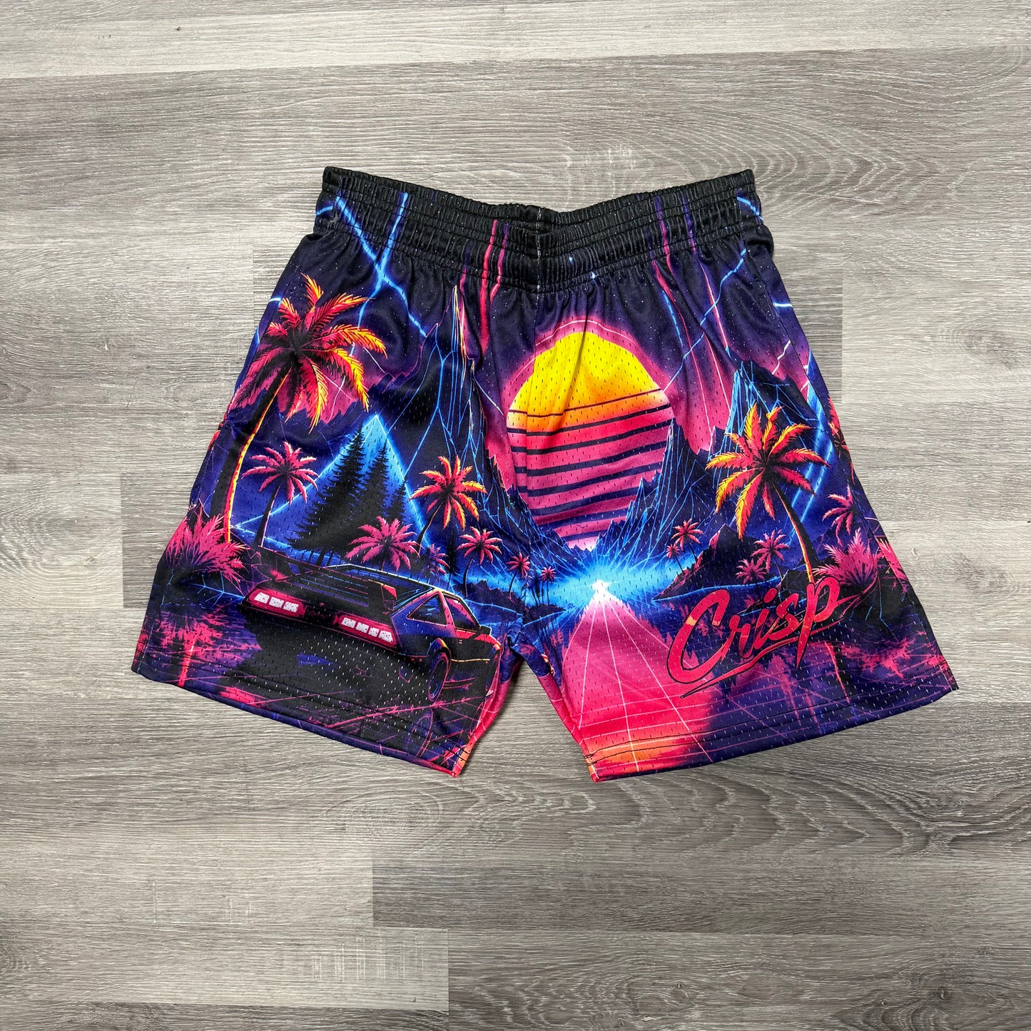 Crispy NYC Neon Sunset Mesh Shorts