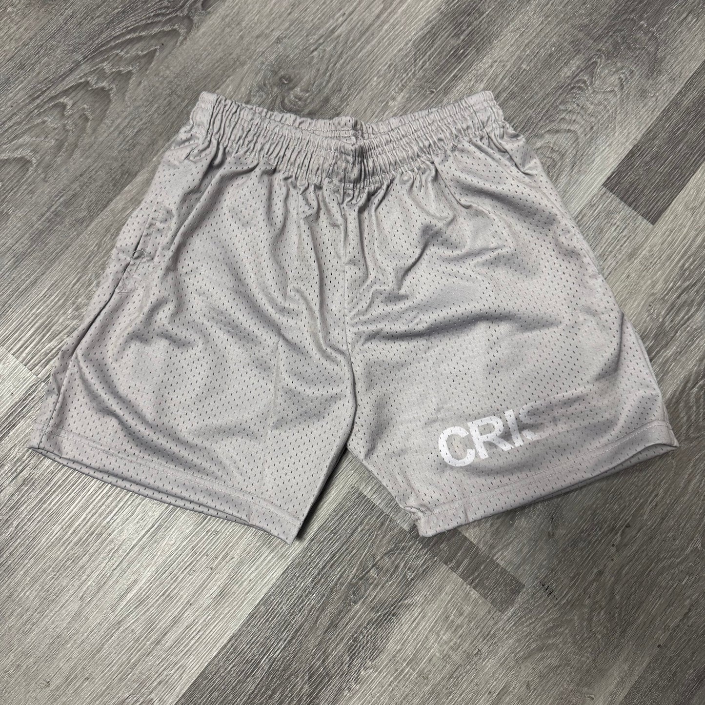Crispy NYC Blurred Logo Mesh Shorts (Grey)