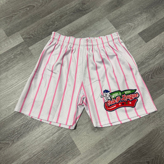 Crispy NYC Worldwide League Mesh Shorts (Pink Pinstripe)