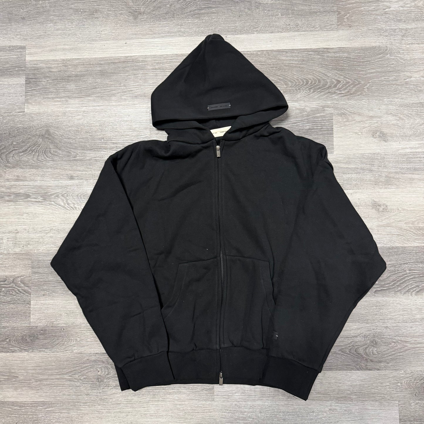 Essentials Fear Of God Zip Up Hoodie (Jet Black)