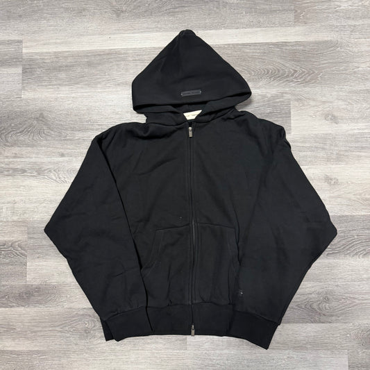 Essentials Fear Of God Zip Up Hoodie (Jet Black)