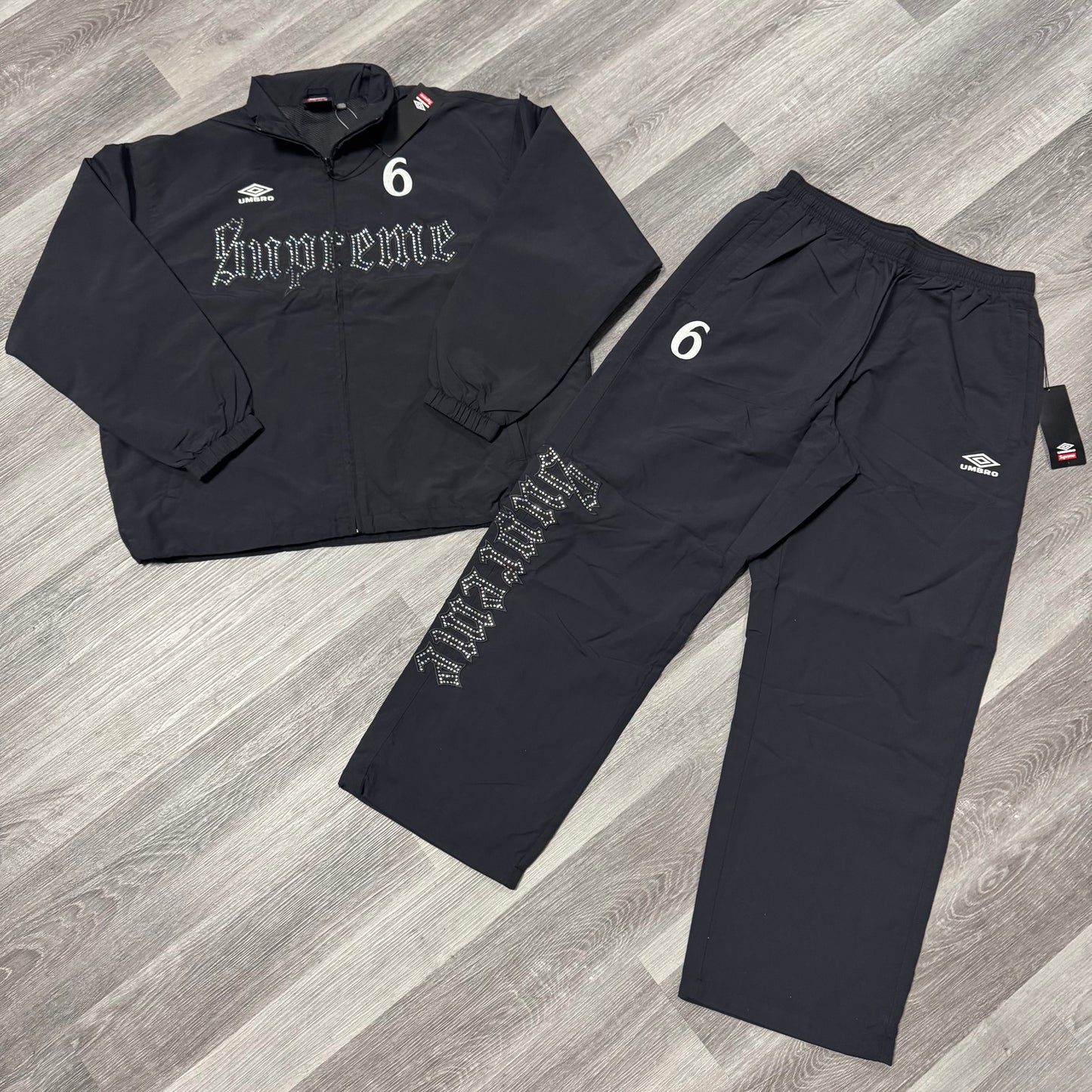 Supreme X Umbro Rhinestone Tracksuit (Black)
