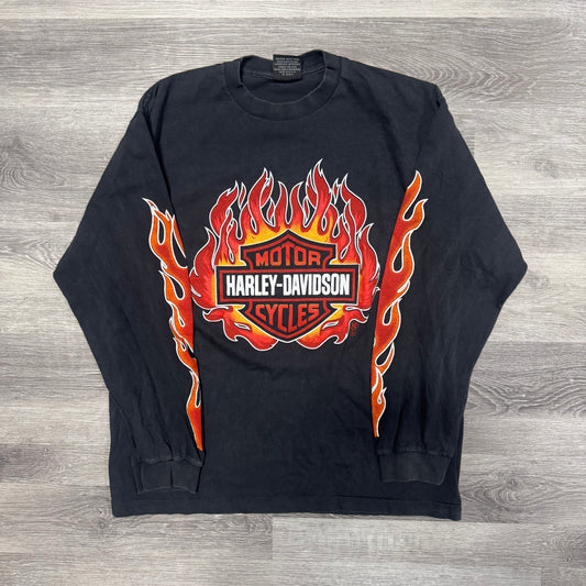 Harley Davidson Flames Longsleeve Graphic Tee