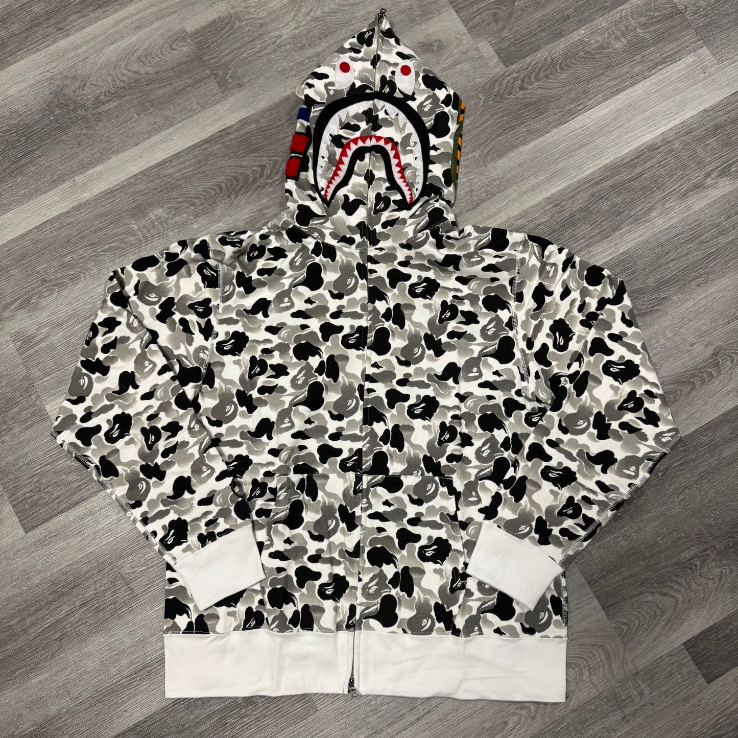 Bape Shark Face Full Zip-Up Hoodie (White)