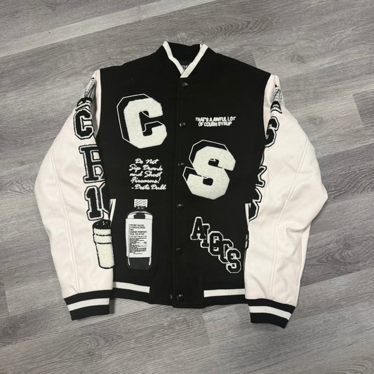 That’s A Awful Lot Of Cough Syrup Varsity Jacket (Black)