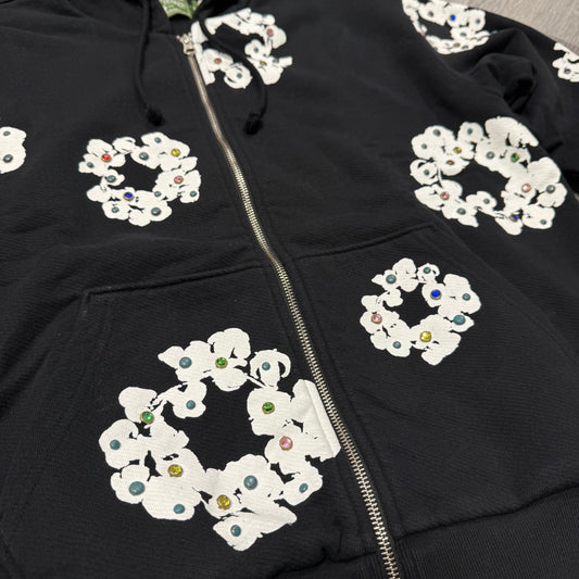 Denim Tears Cotton Wreath Rhinestone Zip Up