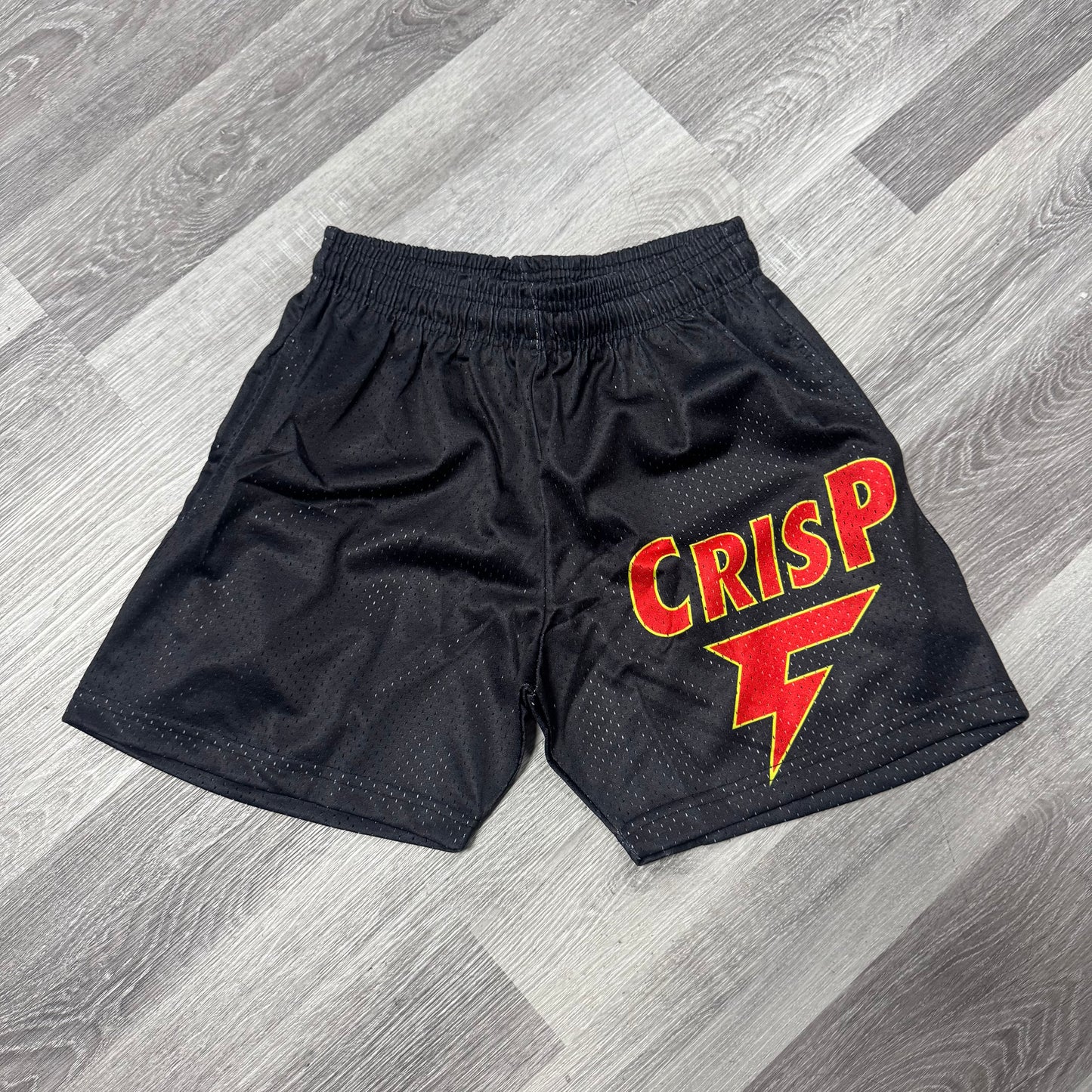 Crispy NYC Big Logo Mesh Shorts (Black/Red/Yellow)
