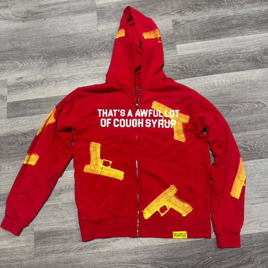 Thats A Awful Lot Of Cough Syrup Glock Zip Up Hoodie (Red/Yellow)