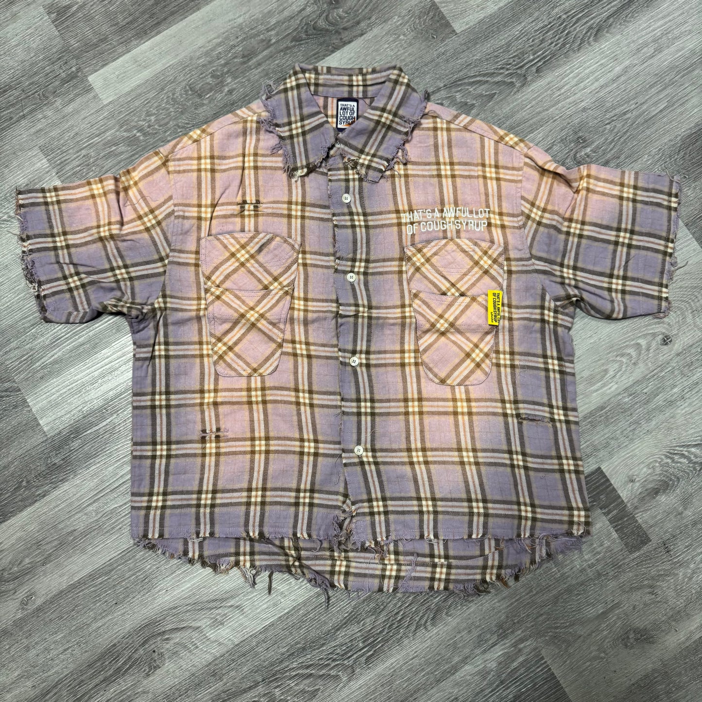Thats a Awful Lot Of Cough Syrup Distressed Purple Flannel