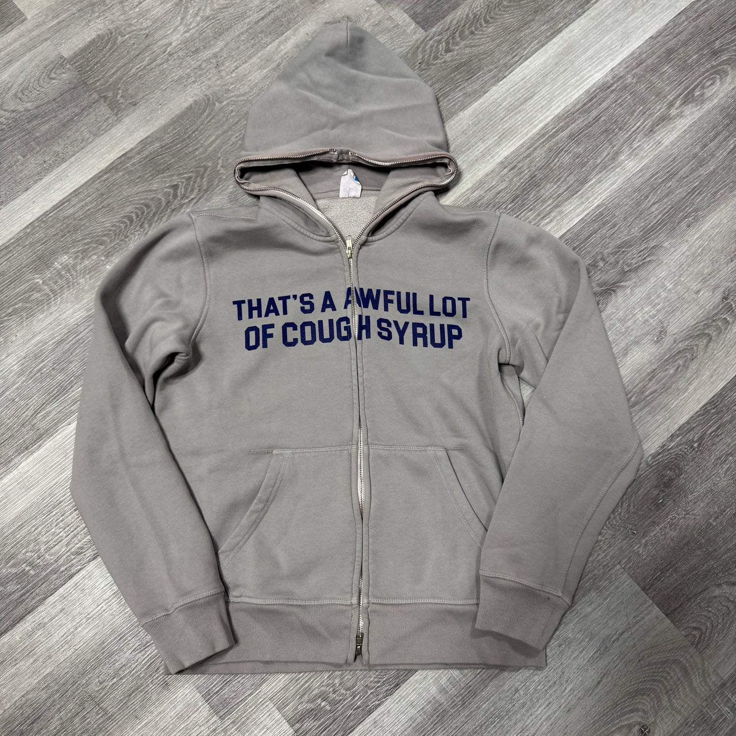 That’s A Awful Lot Of Cough Syrup Classic Full Zip Up Hoodie (Grey/Blue)