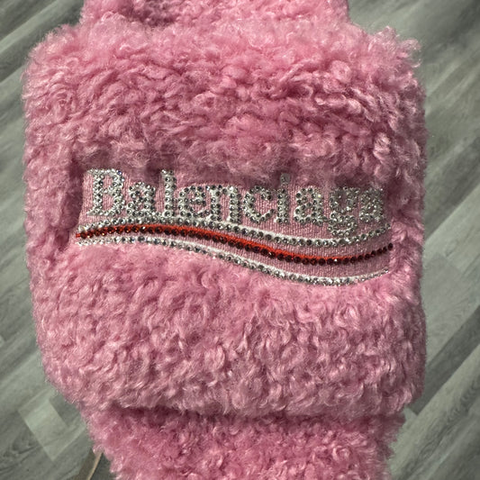Balenciaga Pink Furry Slides / Brand New
