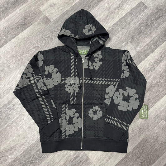Denim Tears Cotton Wreath Zip Up Hoodie (Black Plaid)