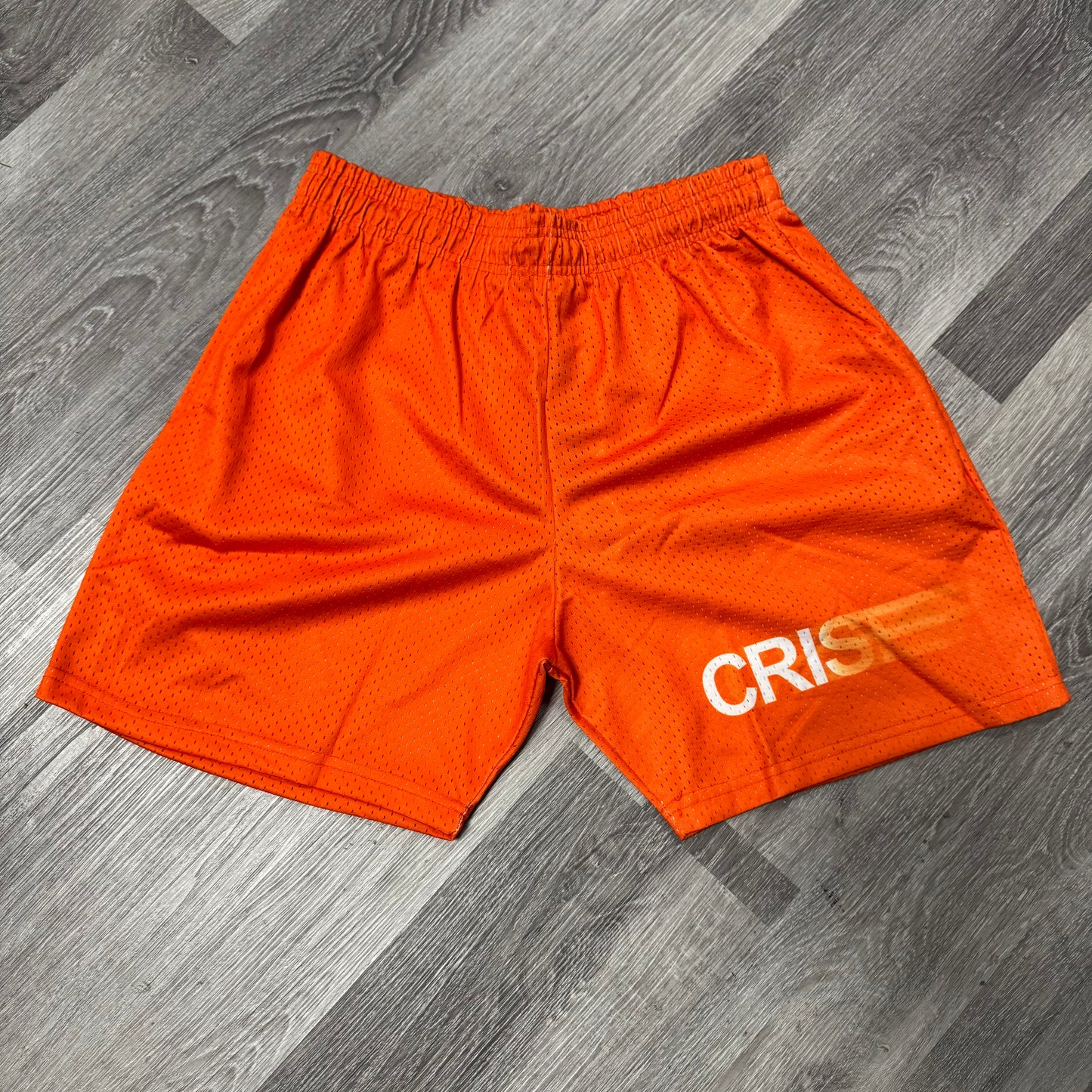 Crispy NYC Blurred Logo Mesh Shorts (Orange)