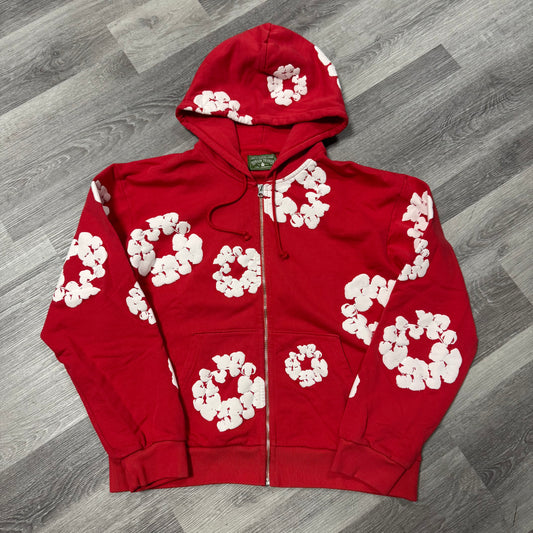 Denim Tears Cotton Wreath Zip Up Hoodie (Red)