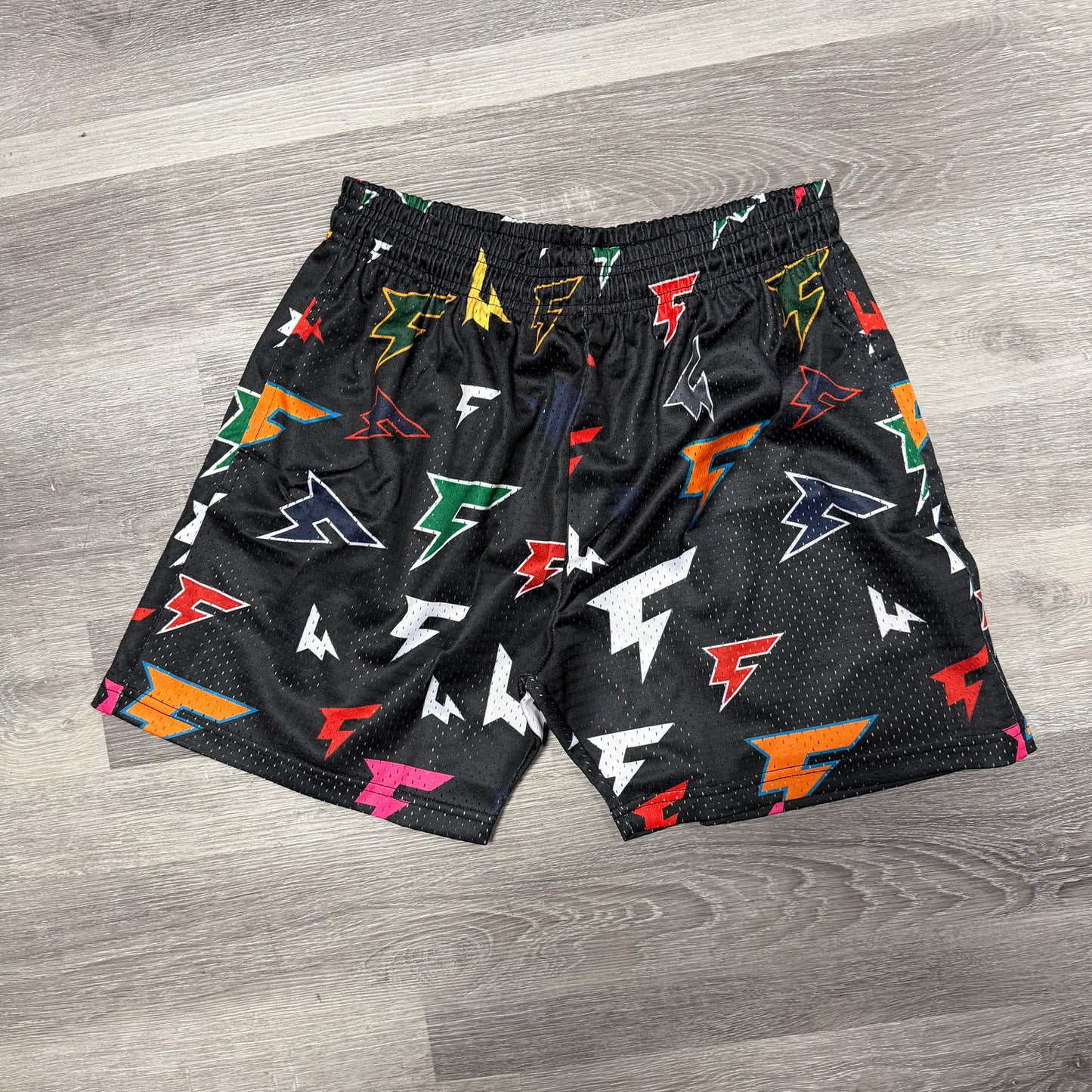 Crispy NYC Lightning Scatter Logo Mesh Shorts