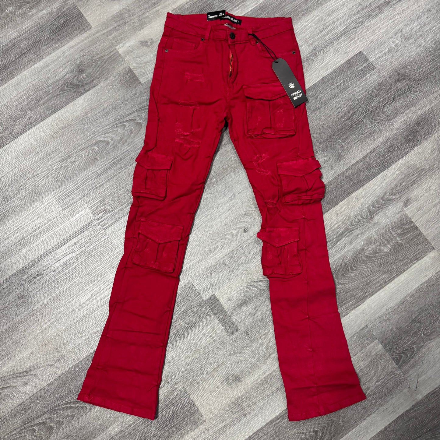 Urban Beast Stacked Denim Jeans (Red)