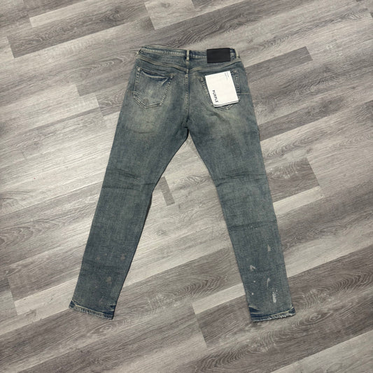 Purple Brand Indigo Slashed Paint Denim Jeans