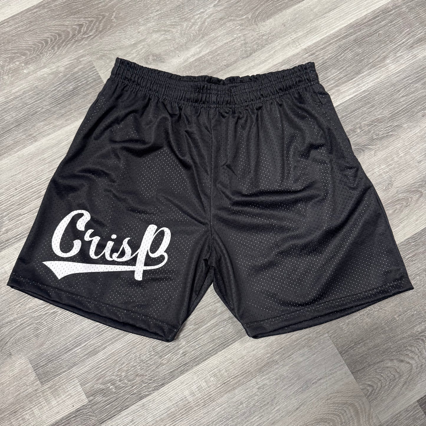 Crispy NYC Cursive Mesh Shorts (Black)